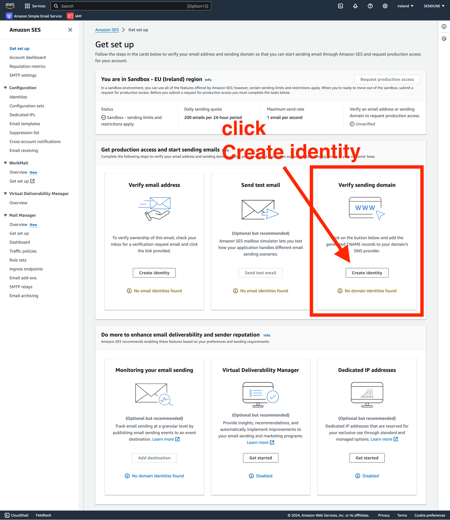 create aws ses identity